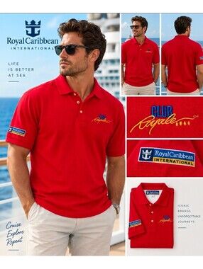 Royal Caribbean Club Royale Casino Red Polo Shirt Men’s Large Embroidered